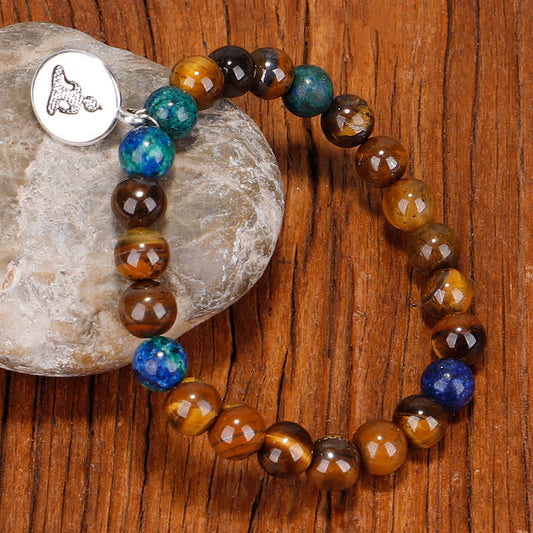 Spiritualität 108 Mala-Perlen Tigerauge Buddha Stärke Armband Quastenkette Anhänger