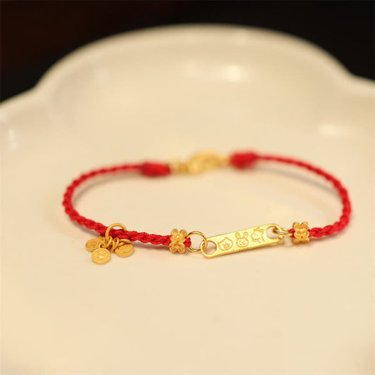 Tibetisches Knoten-Schutzarmband aus 925er Sterlingsilber mit Tai Sui-Motiv (chinesisches Tierkreiszeichen: Schwein, Hase, Ziege) – Glückssymbol