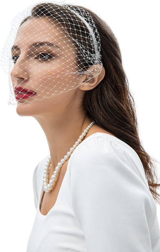 1920s Flapper Fascinator Mesh Veil Headband Bridal Wedding Tea Party Fascinator Veil for Women