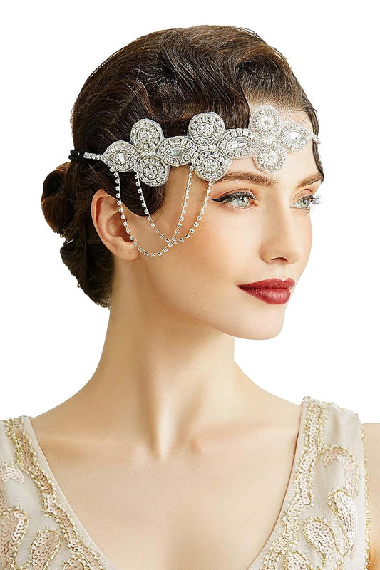 1920s Flapper Headband Crystal Great Gatsby Headpiece Roaring 20s Flapper Gatsby Hair Accessories