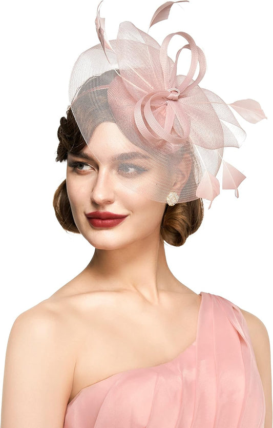 Women's Fascinator Hat Kentucky Hat Feather Derby Fascinator Tea Party Hat for Cocktail Wedding