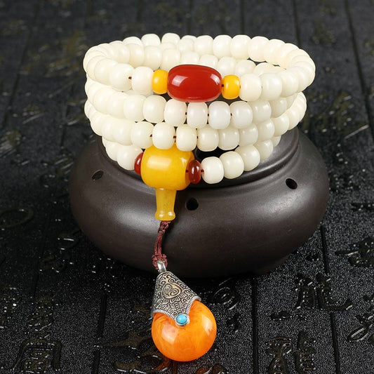 Spiritualität Buddha Karma Tibetische Mala Weißes Bodhi-Samen-Segensarmband