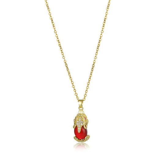 Jade Natural Garnet Pixiu Fortune Necklace