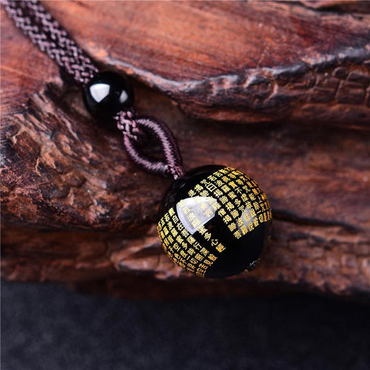 Goldene Energie Citrin Halskette mit tibetischem Buddhismus und Herz-Sutra