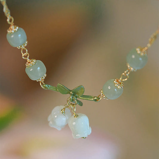 Jade Green Jade Bead Lily of the Valley Prosperity Chain Bracelet