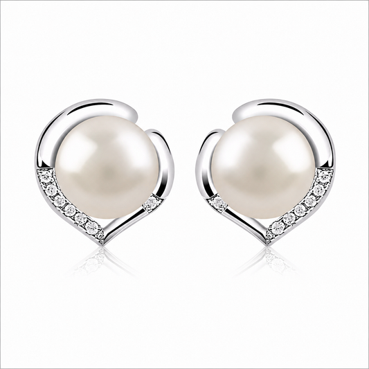 Eternal Grace 925 Sterling Silver Pearl Heart Stud Earrings – Romantic Solitaire Jewelry Gift