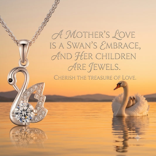 Maternal Grace 925 Sterling Silver Swan Necklace – Sparkling Solitaire Elegant Jewelry Gift