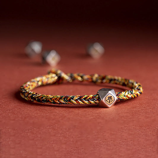 Ancient Tibetan Buddhist Red String Tradition 925 Sterling Silver Handmade Chinese Zodiac Natal Buddha Luck Protection Braided String Bracelet