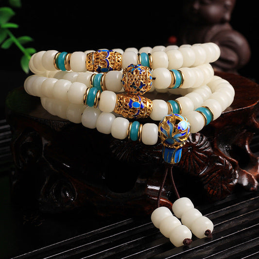 Spiritualität Buddha Karma Natürliche Weiße Bodhi-Samen Mala 108 Perlen Wohlstandsarmband