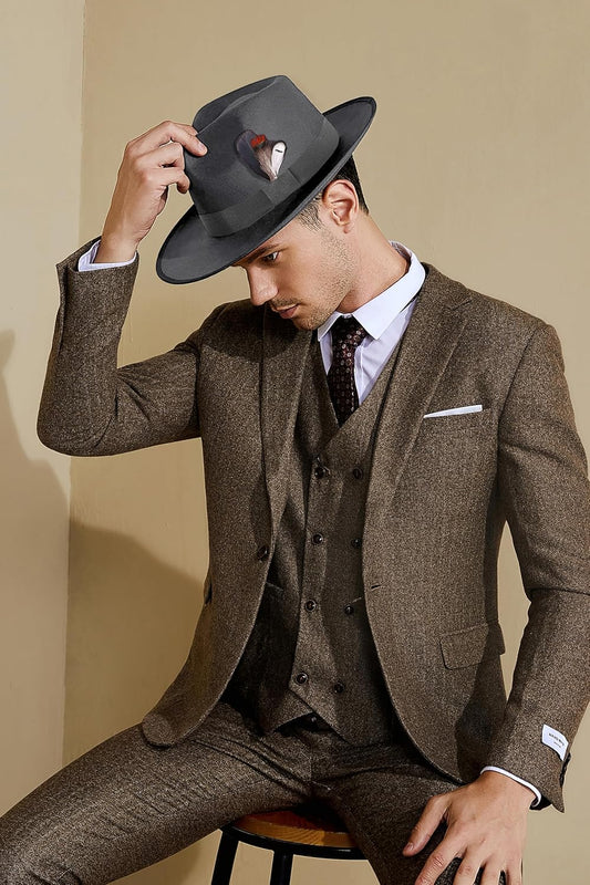 Fedora Hats Cap for Men Women Wide Brim Hat 1920s Gatsby Panama Costume Accessories