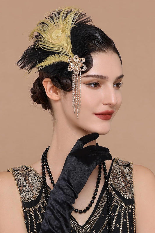 Peacock Fascinator with Rhinestones - Roaring 20s Flapper Fascinator for 1920s Hair Accessories