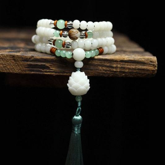Spiritualität Buddha Karma Weiße Bodhi-Samen Mala 108 Perlen Schutzarmband