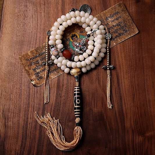 Spiritualität Buddha Karma Tibet 108 Mala Perlen Bodhi Samen Bagua Vajra Dzi Perle Grauer Achat Reichtum Armband