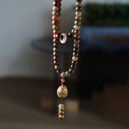 Spiritualität Buddha Karma 108 Mala-Perlen Dunhuang Farbe Bodhi Samen Dzi Perle Armband zum Schutz vor bösen Geistern