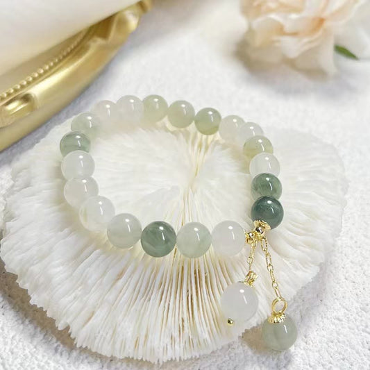 Jade Natural Gradient Jade Abundance Luck Bead Charm Bracelet