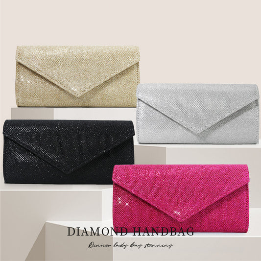 Product Title: Women’s Black Glitter Evening Clutch Bag with Chain Strap