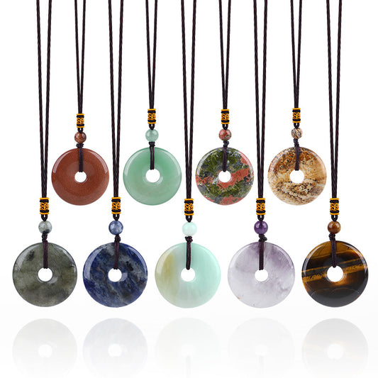 045 Energy-Infused Peace Pendant with Prayer Wheel Natural Stone Amulet for Protection and Tranquility