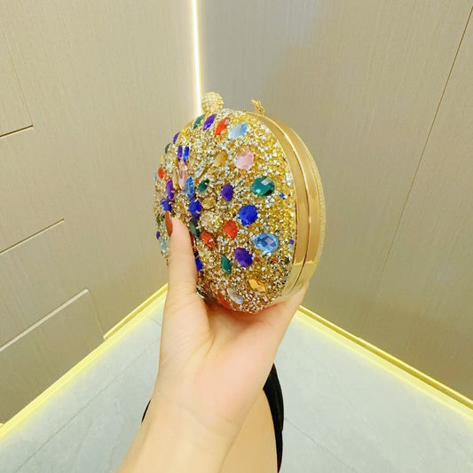 Luxury Crystal Evening Bag Peacock Flower Clutch Purse Wedding Party Handbag Chain