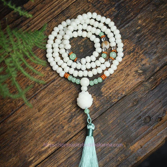 Spiritualität Buddha Karma Weiße Bodhi-Samen Mala 108 Perlen Schutzarmband