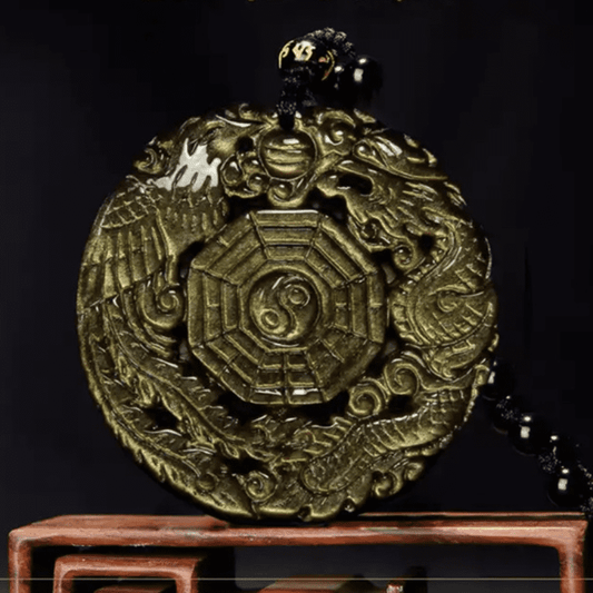 Spiritualität Buddha Karma Goldener Obsidian Heilenergie Halskette Anhänger