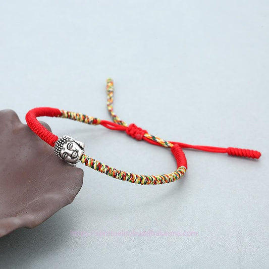 Ancient Tibetan Buddhist Red String Tradition Handmade Colorful King Kong Knot Buddha Serenity String Bracelet