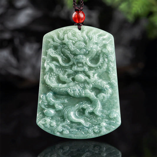 Jade Natural Jade Chinese Zodiac Dragon Sea Luck String Necklace Pendant