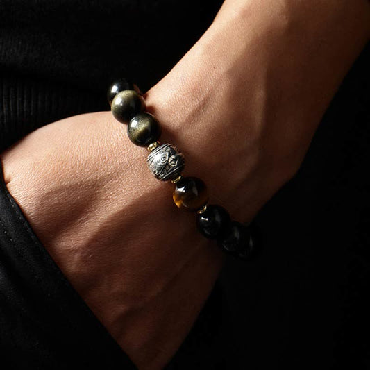 Spiritualität Buddha Karma Um eine Wendung des Schicksals zu erleben Regenbogen Obsidian Goldglanz Obsidian Schutzarmband
