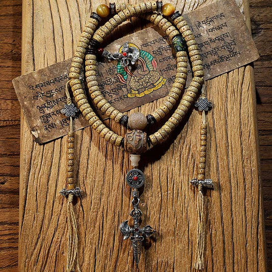 Spiritualität Buddha Karma Tibet 108 Mala-Perlen Bodhi-Samenkreuz Vajra Dharma-Rad PiXiu-Reichtumsarmband