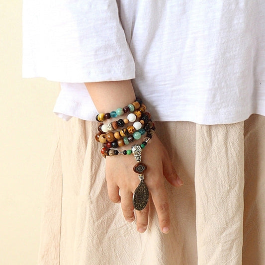 Spiritualität Buddha Karma Tibet 108 Mala-Perlen Neun Paläste Bagua Bodhi-Samen Yakknochen Vajra Harmonie-Armband