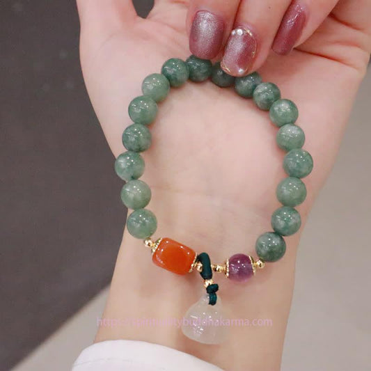 Jade Cyan Jade Lotus Pumpkin Wish Peace Buckle Amethyst Crystal Healing Bracelet