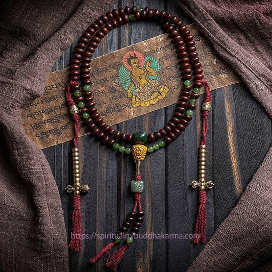 Spiritualität Buddha Karma Natur Tibet 108 Mala Perlen Lila Bodhi Samen Hetian Cyan Jade Kupfer Dorje Friedensarmband