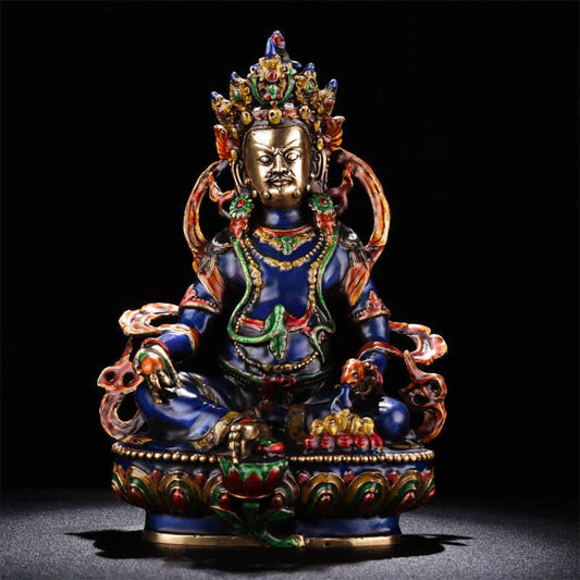 Spirituelle gelbe Jambhala Bodhisattva Figur, Gelassenheit Kupferstatue, Heimdekoration