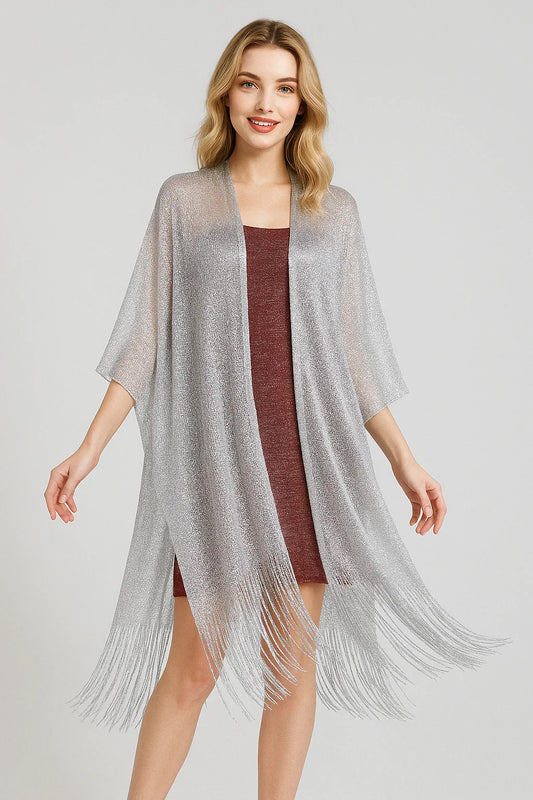 Women's Metallic Mesh Cover-Up Wrap Loose Fit Kimono-Style Cape One Size Fits Everyday Wear Beach VacationsShawl