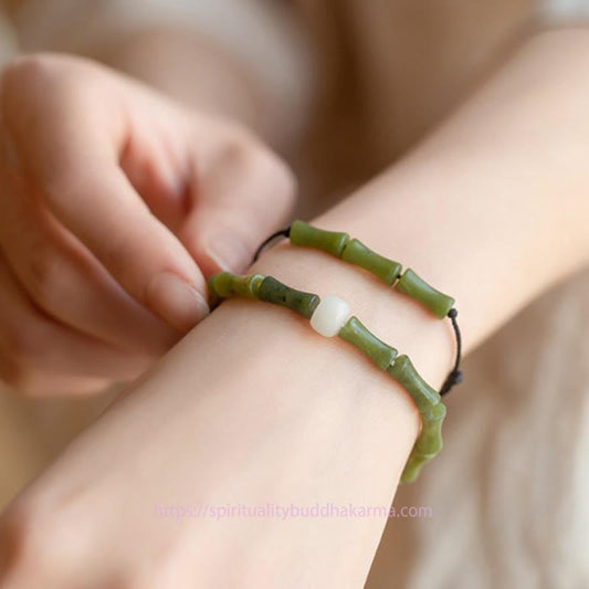 Jadegrünes Bambus-Jade-Muster Glücks- und Fülle-Armband
