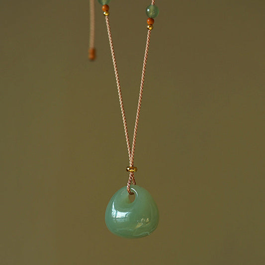 Jade Natural Jade Luck Prosperity Necklace Pendant (Random Color)
