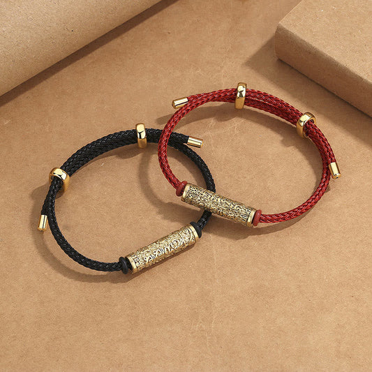 Altes tibetisch-buddhistisches Armband aus rotem Seil – handgefertigt nach tibetischer Tradition – Schutz und Stärke
