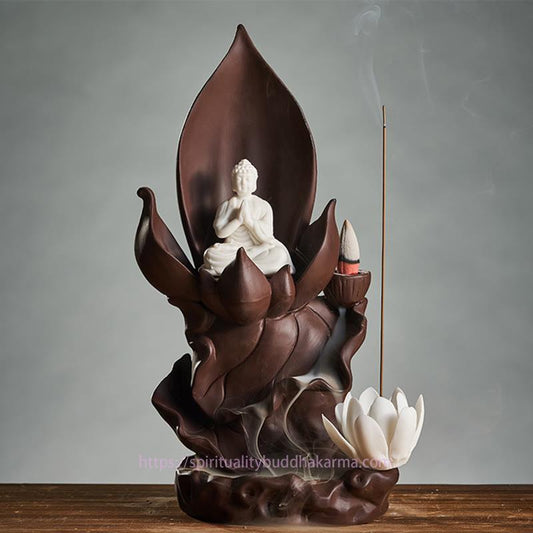 Spiritualität Lotus Buddha Avalokiteshvara Erleuchtung Räuchergefäß aus violettem Ton Dekoration