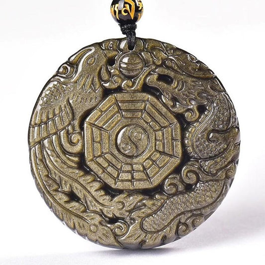 Spiritualität Buddha Karma Goldener Obsidian Heilenergie Halskette Anhänger