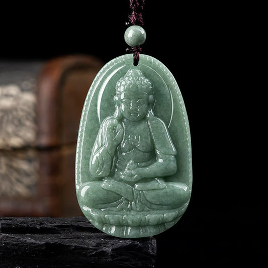 Jade Chinese Zodiac Natal Buddha Natural Jade Wealth Prosperity Necklace Pendant