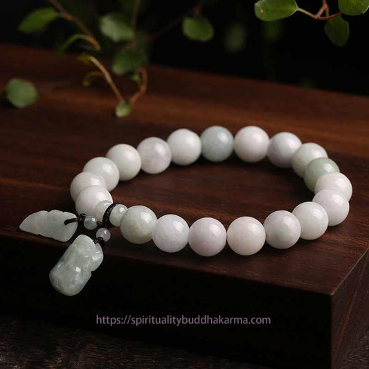 Jade-Armband mit Pi-Xiu-Buddha-Motiv und Apfelmotiv