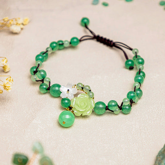 Jade Financial Success Jade Braided Weave Prosperity Abundance Anklet