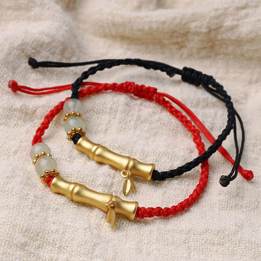Ancient Tibetan Buddhist Red String Tradition Bamboo Design Luck Strength Braided Bracelet