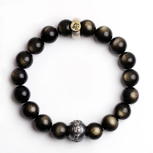 Spiritualität Buddha Karma Chinesisches Tierkreiszeichen Geburtsbuddha Obsidian Reinigungsarmband