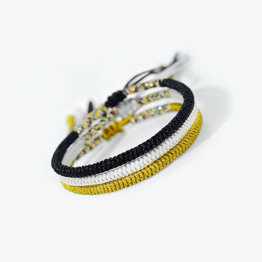 Ancient Tibetan Buddhist Red String Tradition 3Pcs Tibetan Handmade Multicolor King Kong Knot Amulet Bracelet