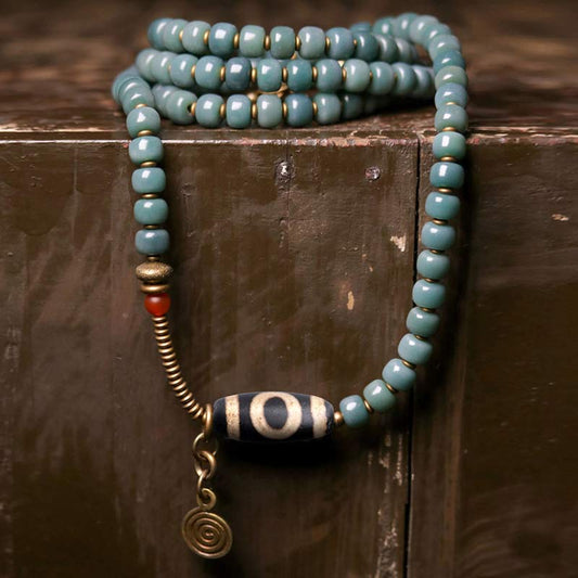 Spirituality Buddha Karma 108 Mala Beads Bodhi Seed Dzi Bead Wisdom Bracelet