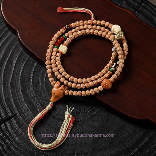 Spiritualität Buddha Karma 108 Perlen Bodhi-Samen Roter Achat Hirschkopf Weisheit Mala Armband