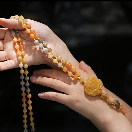 Jade Tibetan Golden Silk Jade Wealth Pendant Necklace