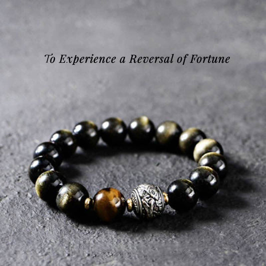 Spiritualität Buddha Karma Um eine Wendung des Schicksals zu erleben Regenbogen Obsidian Goldglanz Obsidian Schutzarmband