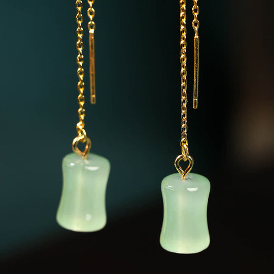 Jade Jade Bamboo Pattern Luck Drop Earrings