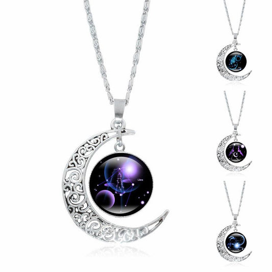 Spiritualität Buddha Karma 12 Sternbilder des Tierkreises Mond Schutz Halskette Kettenanhänger